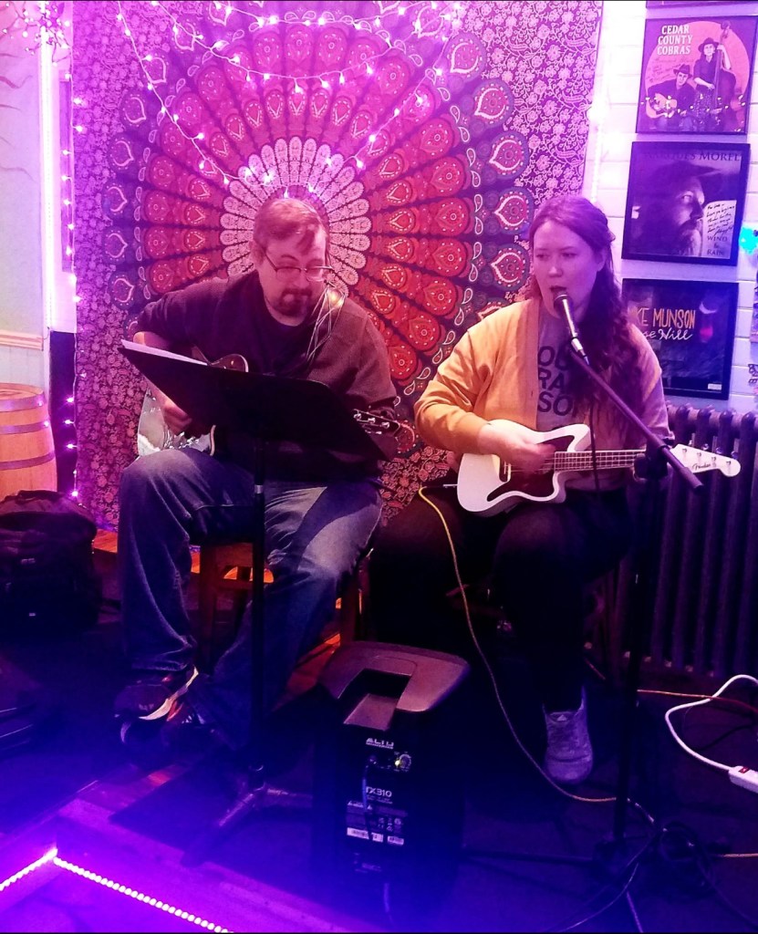 Beaverdale Babies playing music at Deb's Brewtopia in Elkader, Iowa.